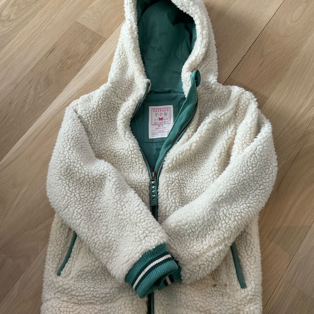 Fatface Kids' Cream Sherpa Jacket